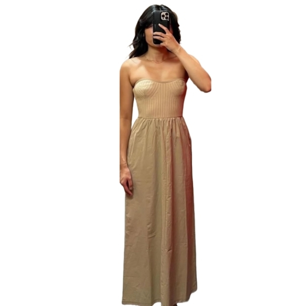 Elegant Strapless Cream Dress